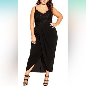 City Chic Women's Plus Size Dress Lace Touch